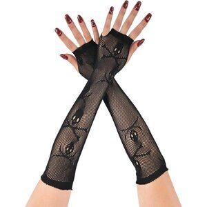 Women's Fishing Halloween Black 7 Net Gloves Fingerless Gothic Accessories